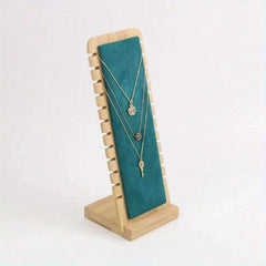 Wooden Necklace Holder Organizer Rack 12 Bit Portable Desktop Storage Display