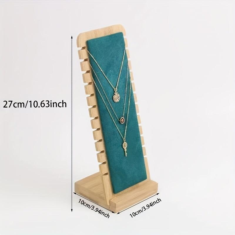 Wooden Necklace Holder Organizer Rack 12 Bit Portable Desktop Storage Display
