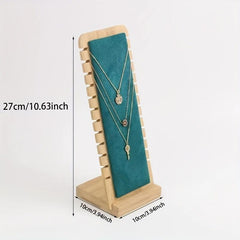 Wooden Necklace Holder Organizer Rack 12 Bit Portable Desktop Storage Display