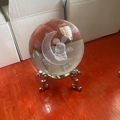 3D Crystal Ball Decorative Glass 60mm Moon & Fairy Engraved Quartz Sphere