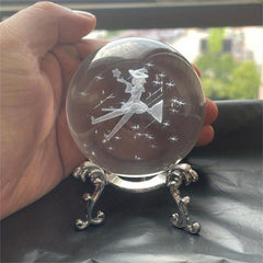 3D Crystal Ball Decorative Glass 60mm Moon & Fairy Engraved Quartz Sphere