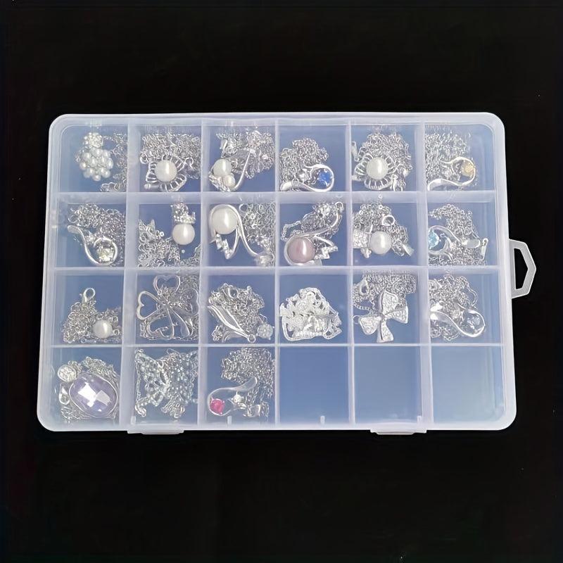 Transparent Jewelry Storage Box 24 Compartments Plastic Case