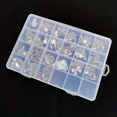 Transparent Jewelry Storage Box 24 Compartments Plastic Case