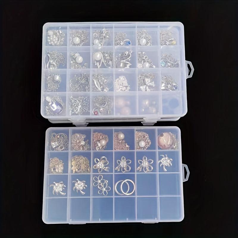Transparent Jewelry Storage Box 24 Compartments Plastic Case