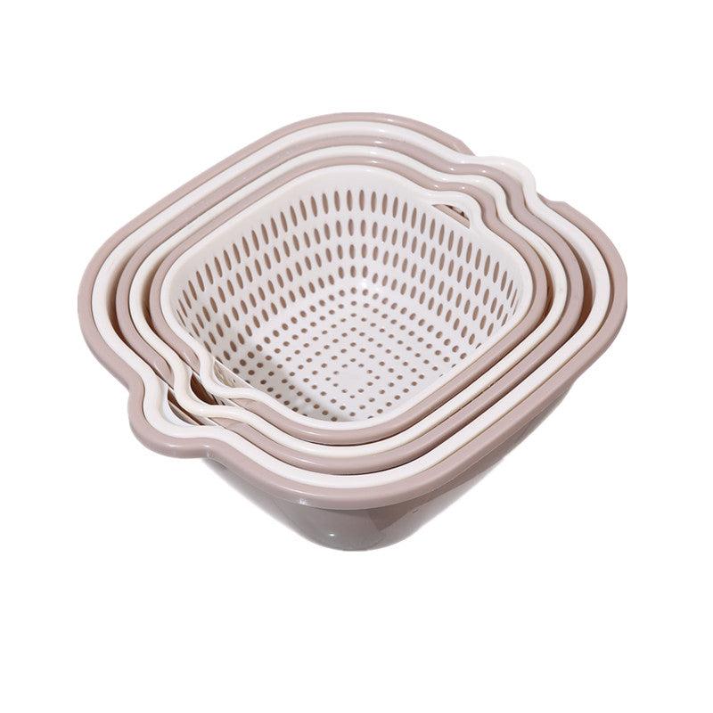 6pcs Bowl Strainers Set Double Layered Drain Basket Colander Stackable Set