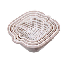 6pcs Bowl Strainers Set Double Layered Drain Basket Colander Stackable Set