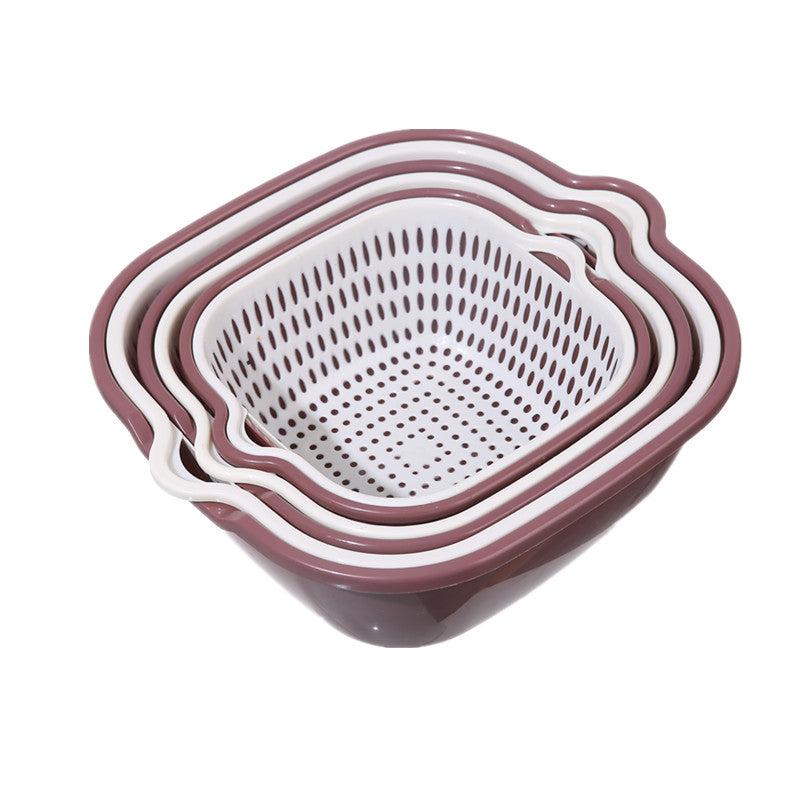 6pcs Bowl Strainers Set Double Layered Drain Basket Colander Stackable Set