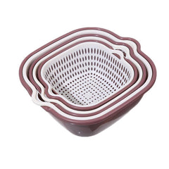 6pcs Bowl Strainers Set Double Layered Drain Basket Colander Stackable Set