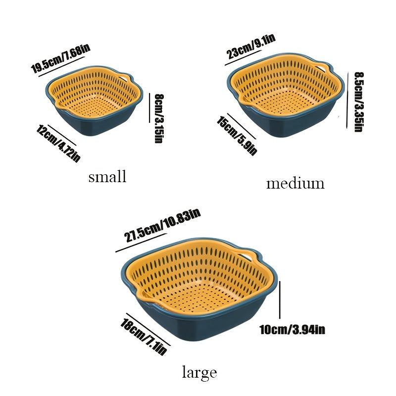 6pcs Bowl Strainers Set Double Layered Drain Basket Colander Stackable Set