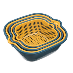 6pcs Bowl Strainers Set Double Layered Drain Basket Colander Stackable Set