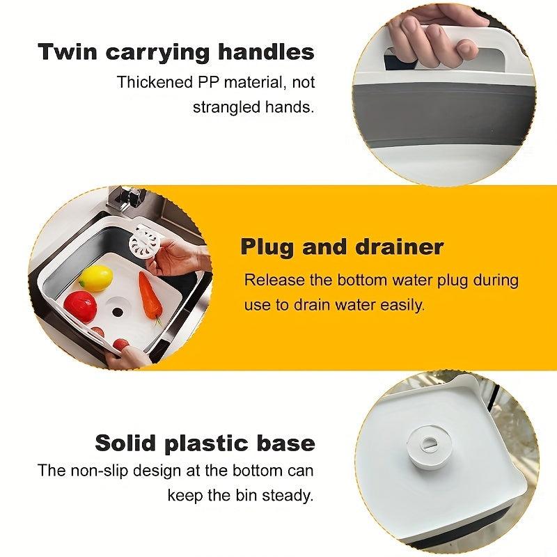 Collapsible Dishpan With Draining Plug Portable Washing Basin
