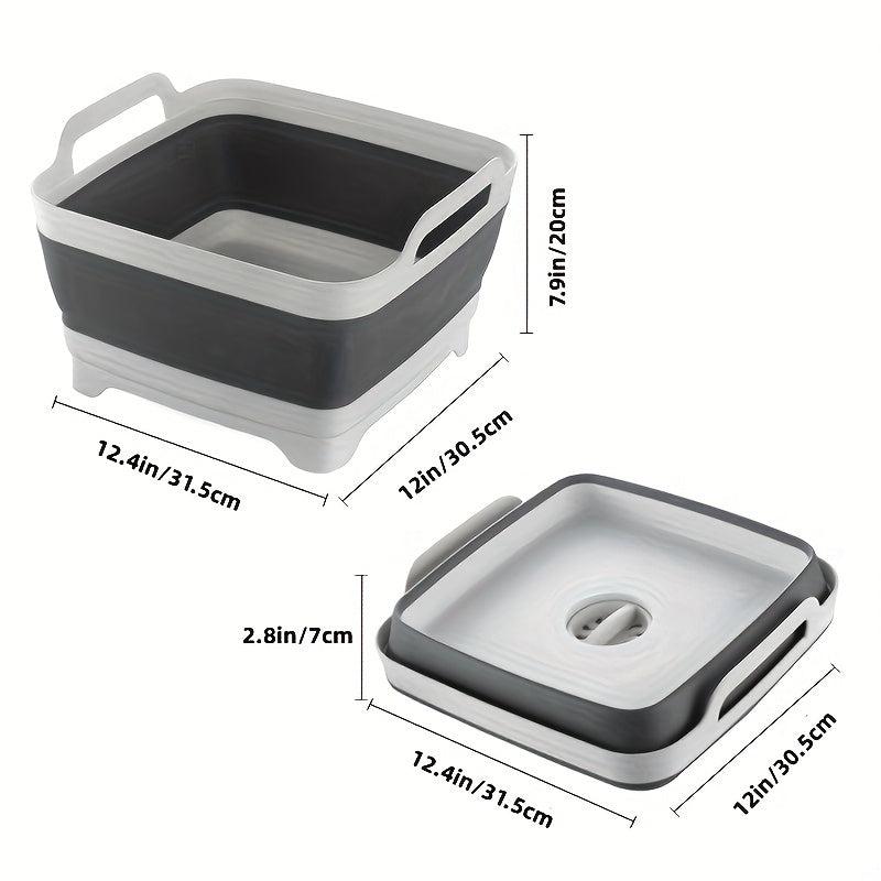 Collapsible Dishpan With Draining Plug Portable Washing Basin