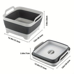 Collapsible Dishpan With Draining Plug Portable Washing Basin