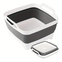 Collapsible Dishpan With Draining Plug Portable Washing Basin