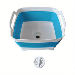 Collapsible Dishpan With Draining Plug Portable Washing Basin
