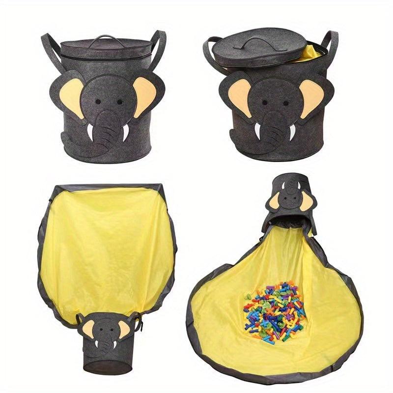 Foldable Toy Storage Basket With Play Mat Children Toy Organizer