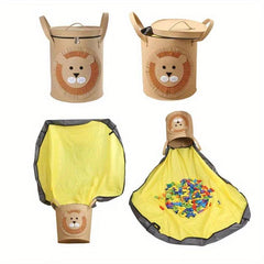 Foldable Toy Storage Basket With Play Mat Children Toy Organizer