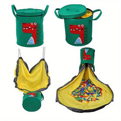 Foldable Toy Storage Basket With Play Mat Children Toy Organizer