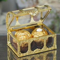 Vintage Gold Treasure Chest Jewelry Box for Weddings and Candy
