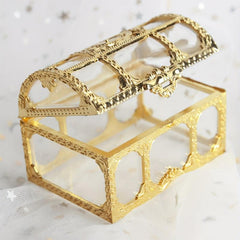 Vintage Gold Treasure Chest Jewelry Box for Weddings and Candy
