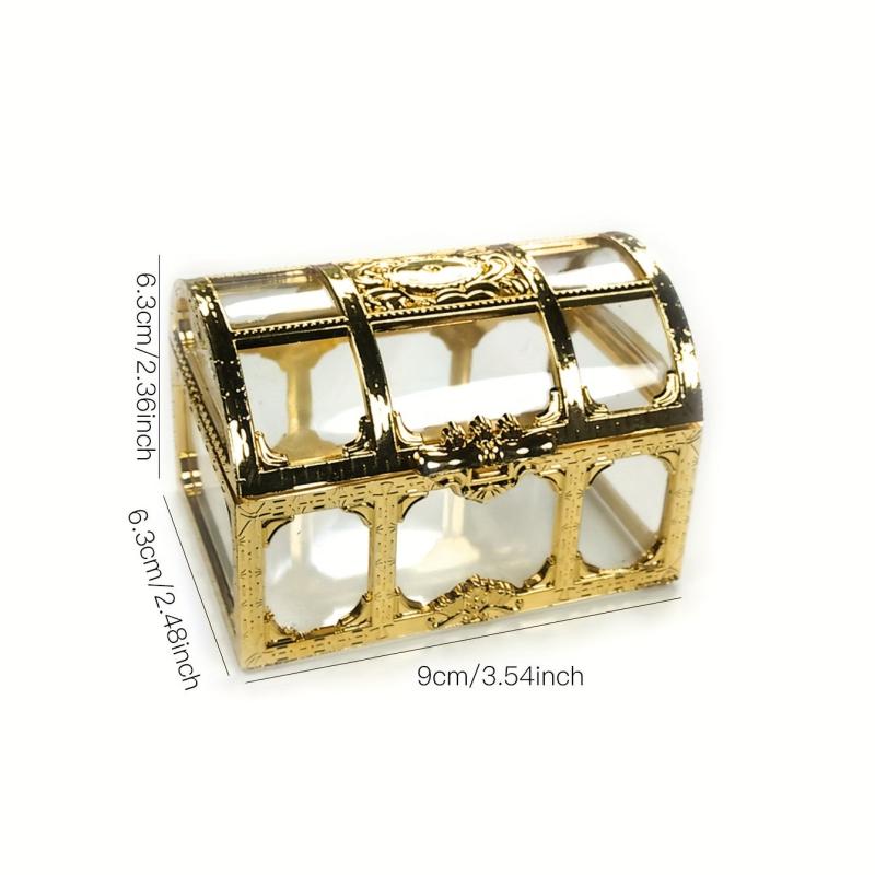Vintage Gold Treasure Chest Jewelry Box for Weddings and Candy