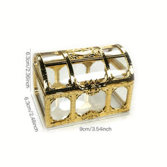 Vintage Gold Treasure Chest Jewelry Box for Weddings and Candy