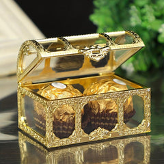 Vintage Gold Treasure Chest Jewelry Box for Weddings and Candy