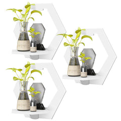 Hexagon Wall Shelf Bedside Wall Display Stand Flower Pot Holder