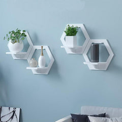 Hexagon Wall Shelf Bedside Wall Display Stand Flower Pot Holder