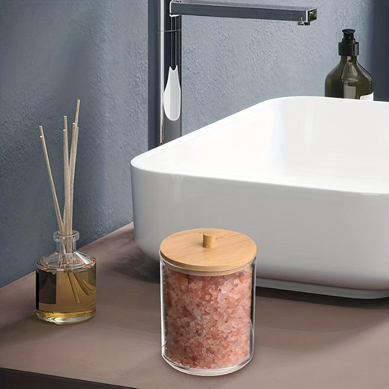 Swabs Holder Container With Wood Lids 10 OZ 7 OZ