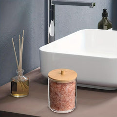 Swabs Holder Container With Wood Lids 10 OZ 7 OZ