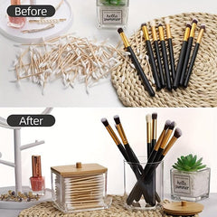 Swabs Holder Container With Wood Lids 10 OZ 7 OZ