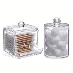 Swabs Holder Container With Wood Lids 10 OZ 7 OZ