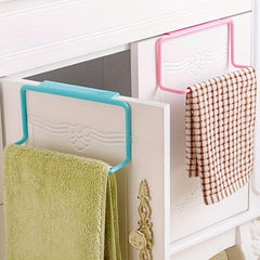 Plastic Hanging Holder Towel Rag Rack Punch Cabinet Door Back Kitchen Storage
