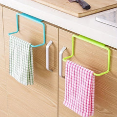 Plastic Hanging Holder Towel Rag Rack Punch Cabinet Door Back Kitchen Storage