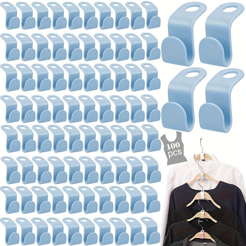 100pcs Plastic Clothes Hanger Connector Hooks - Space Saving Storage