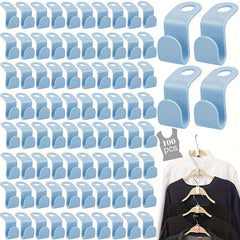 100pcs Plastic Clothes Hanger Connector Hooks - Space Saving Storage