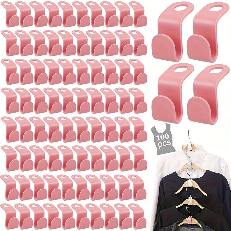 100pcs Plastic Clothes Hanger Connector Hooks - Space Saving Storage