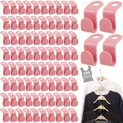 100pcs Plastic Clothes Hanger Connector Hooks - Space Saving Storage