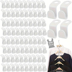 100pcs Plastic Clothes Hanger Connector Hooks - Space Saving Storage