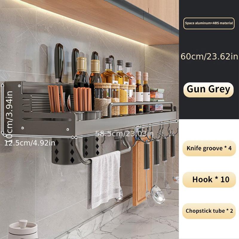 Wall Mounted Storage Rack for Kitchen Utensils and Seasonings