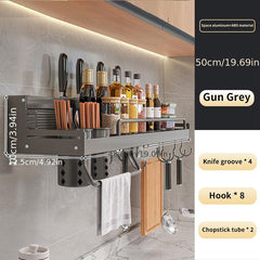 Wall Mounted Storage Rack for Kitchen Utensils and Seasonings