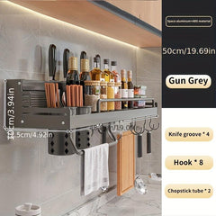 Wall Mounted Storage Rack for Kitchen Utensils and Seasonings