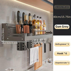 Wall Mounted Storage Rack for Kitchen Utensils and Seasonings