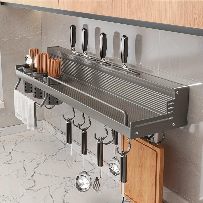 Wall Mounted Storage Rack for Kitchen Utensils and Seasonings