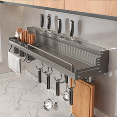 Wall Mounted Storage Rack for Kitchen Utensils and Seasonings