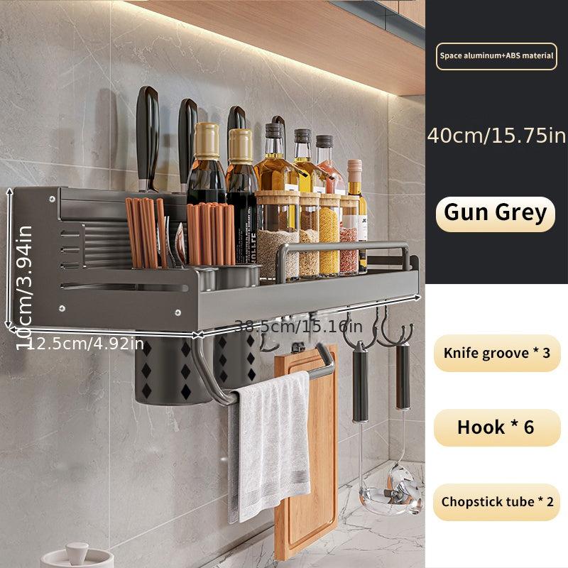 Wall Mounted Storage Rack for Kitchen Utensils and Seasonings
