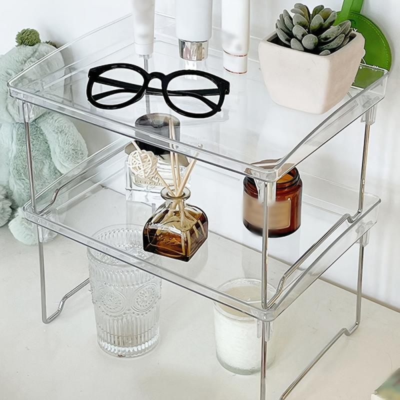 Desktop Clear Folding Shelf Storage Rack Utility Shelf