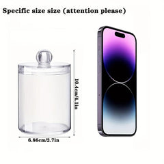 10 oz Clear Plastic Apothecary Jar Set for Bathroom Storage with Q Tip Holder