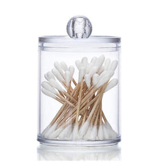 10 oz Clear Plastic Apothecary Jar Set for Bathroom Storage with Q Tip Holder